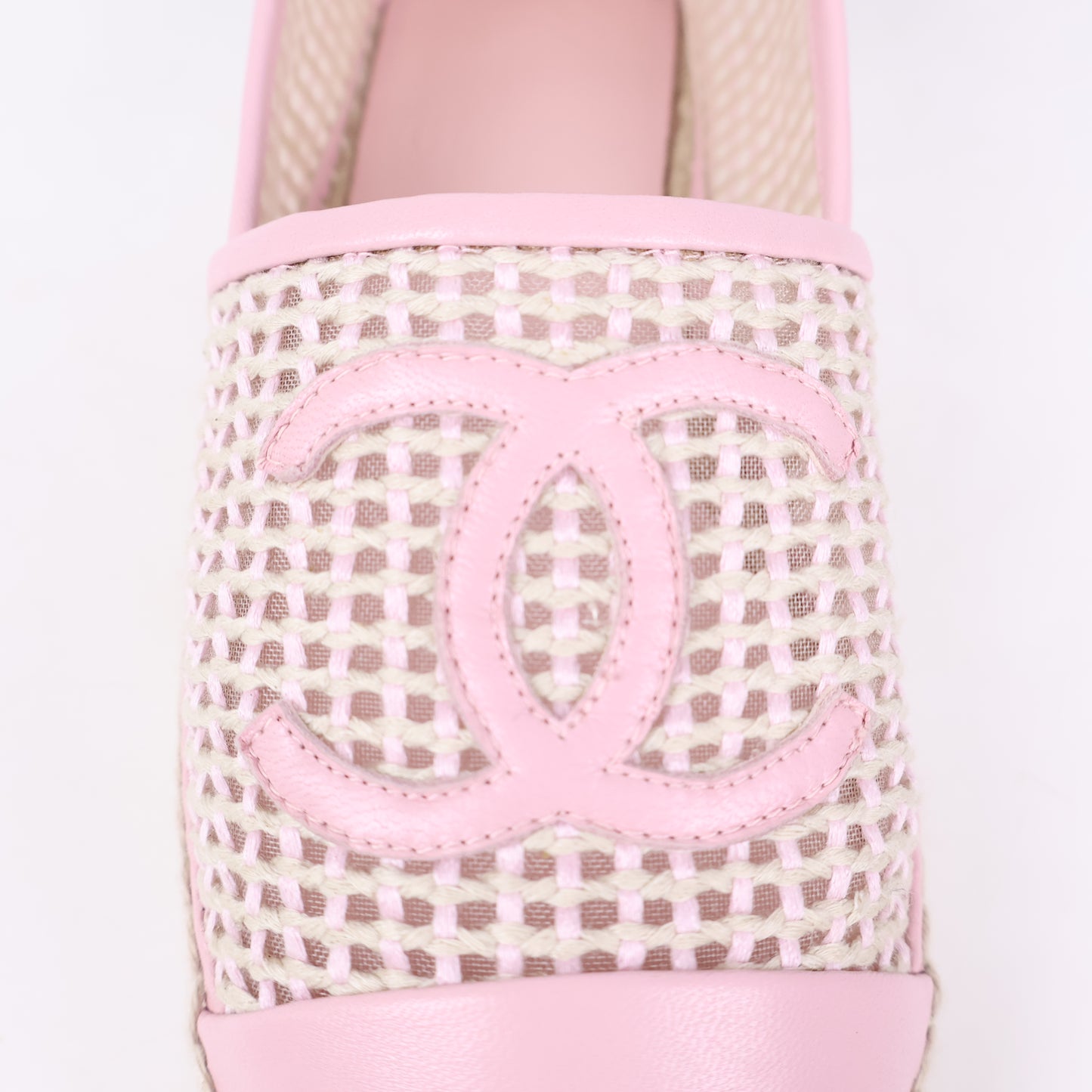 Chanel Espadrilles Mesh Light Pink Beige 37