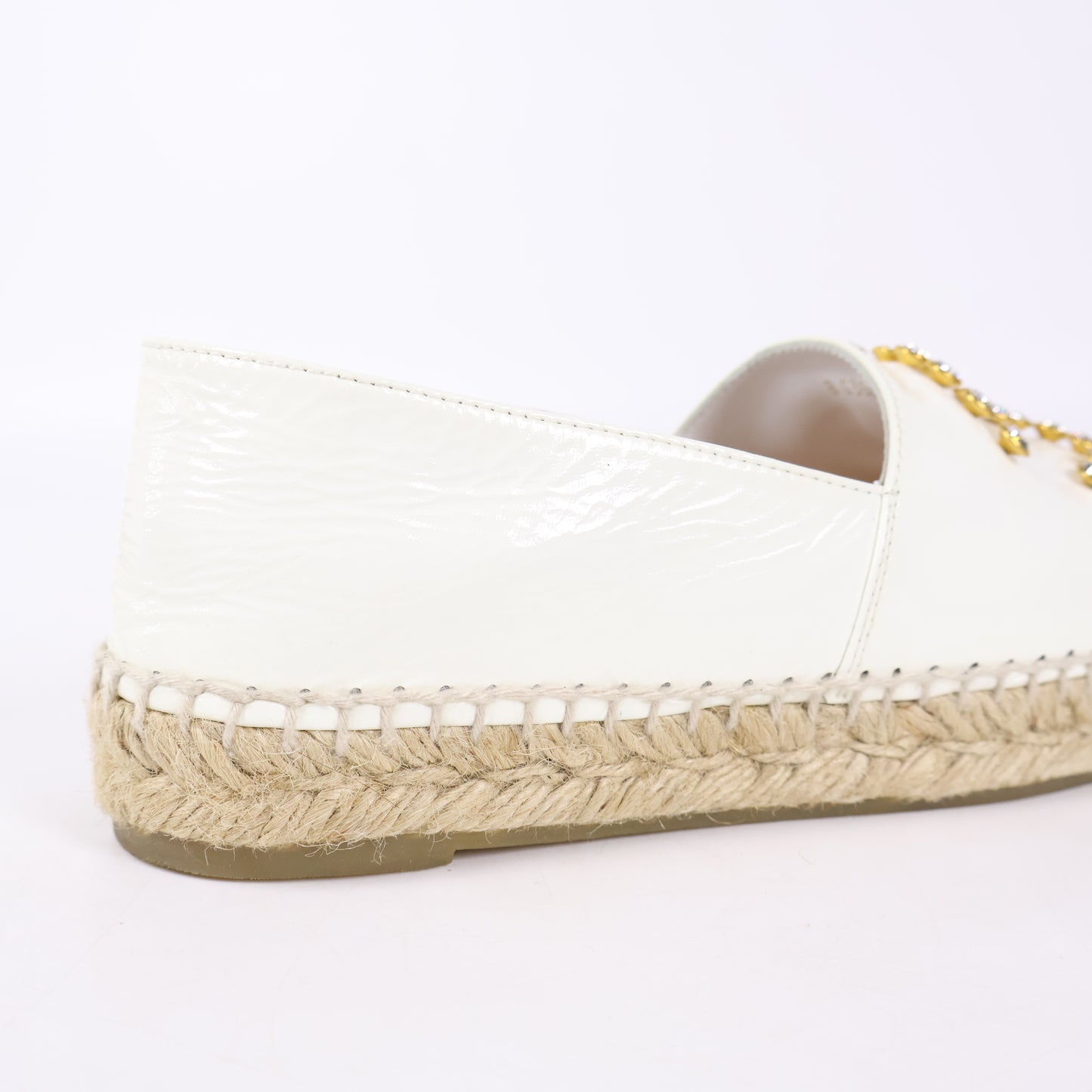 Chanel Espadrilles Patent White/Black Crystal 37