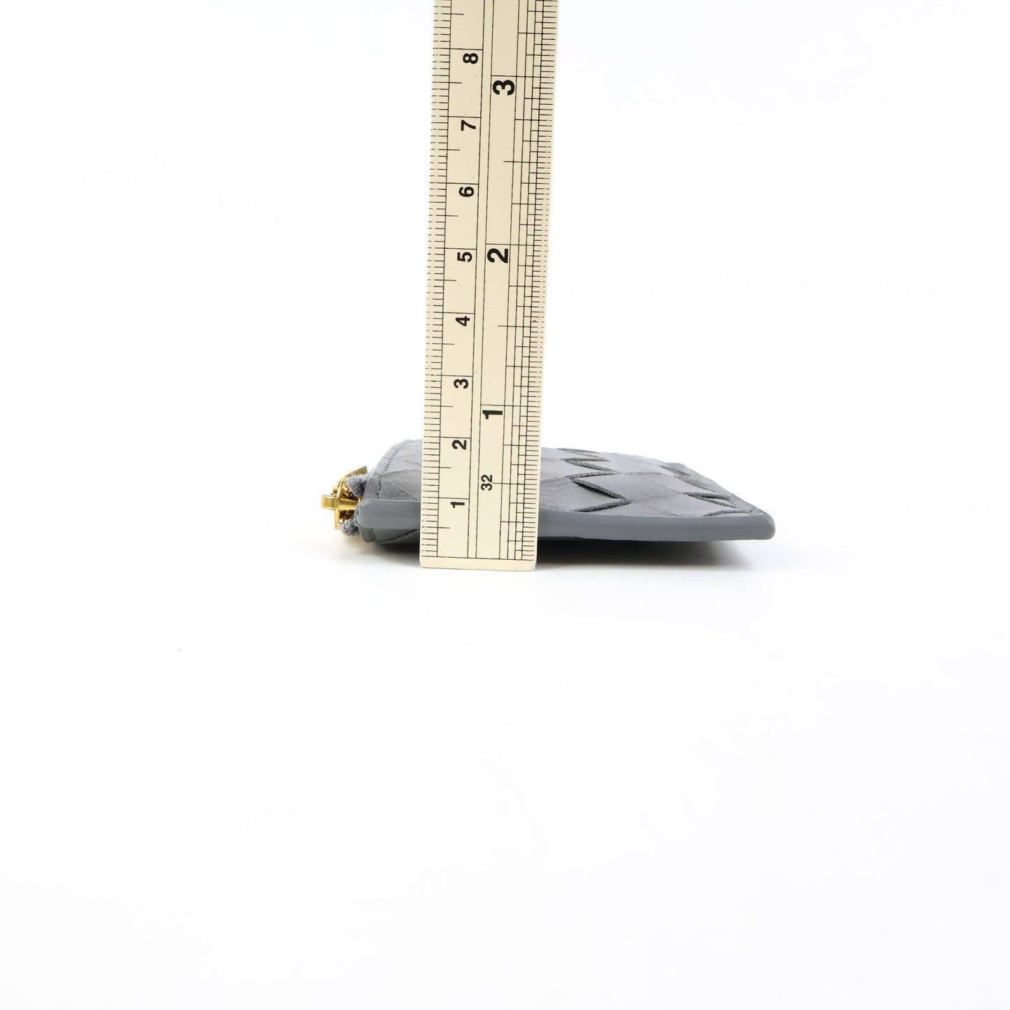 Bottega Coin Purse Intrecciato Grey with Keyring