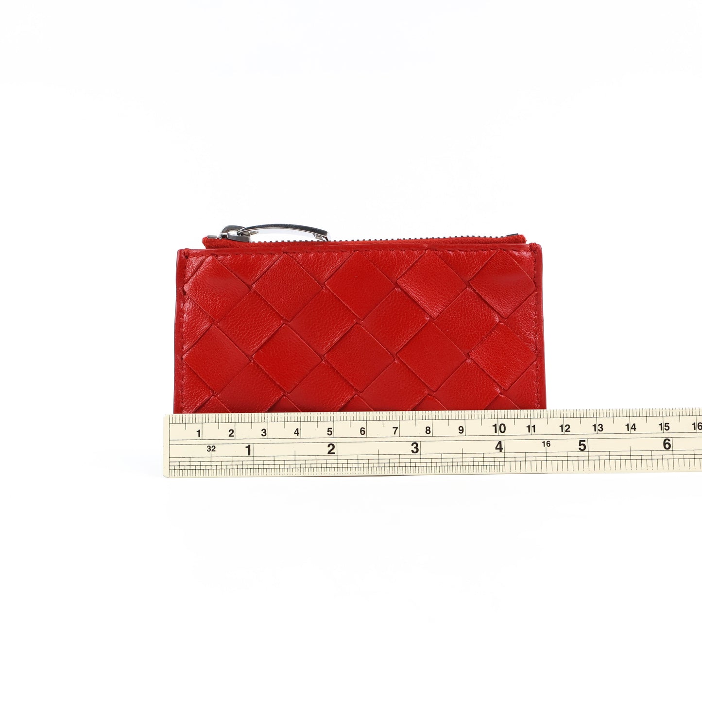 Bottega Coin Purse Intrecciato Red with Keyring