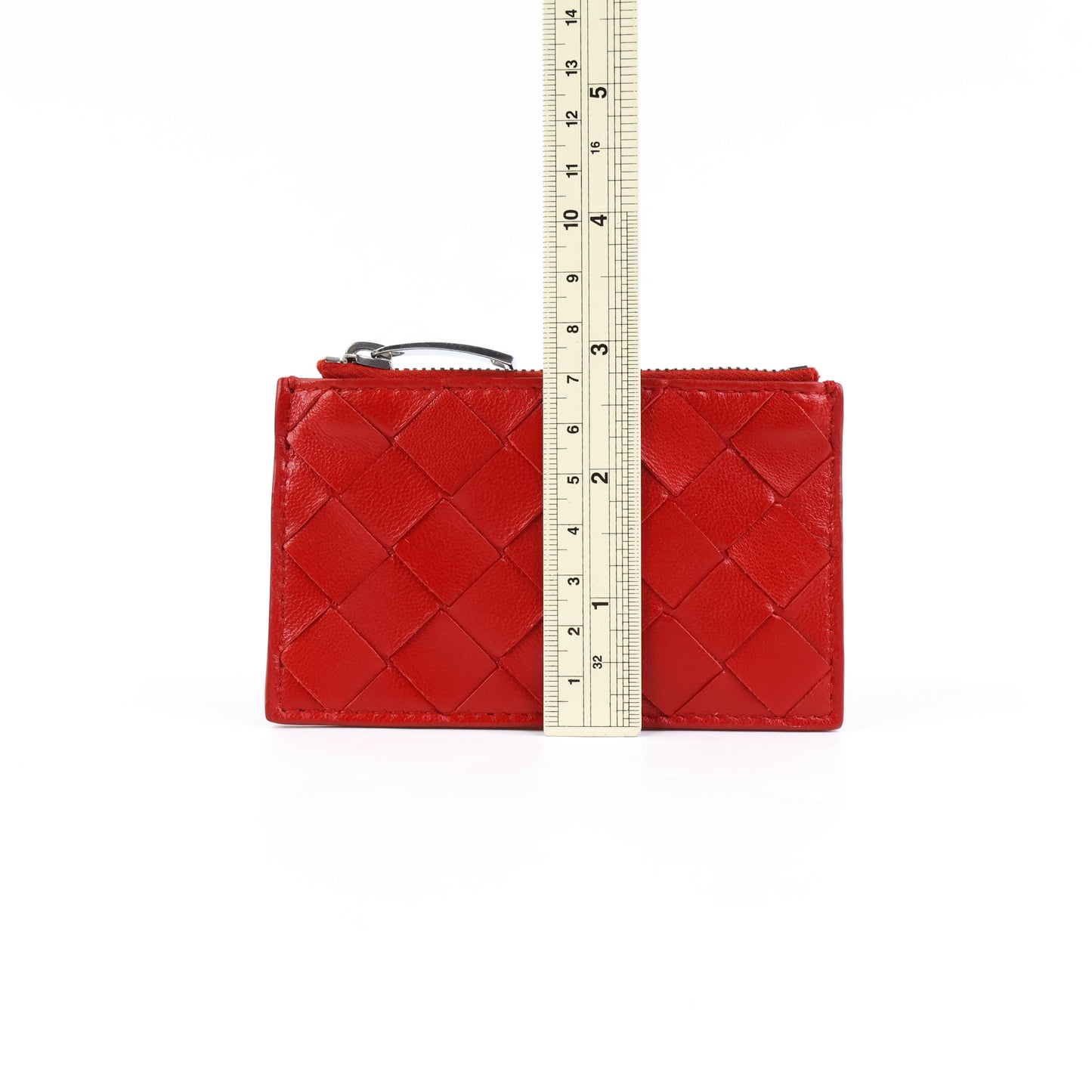 Bottega Coin Purse Intrecciato Red with Keyring