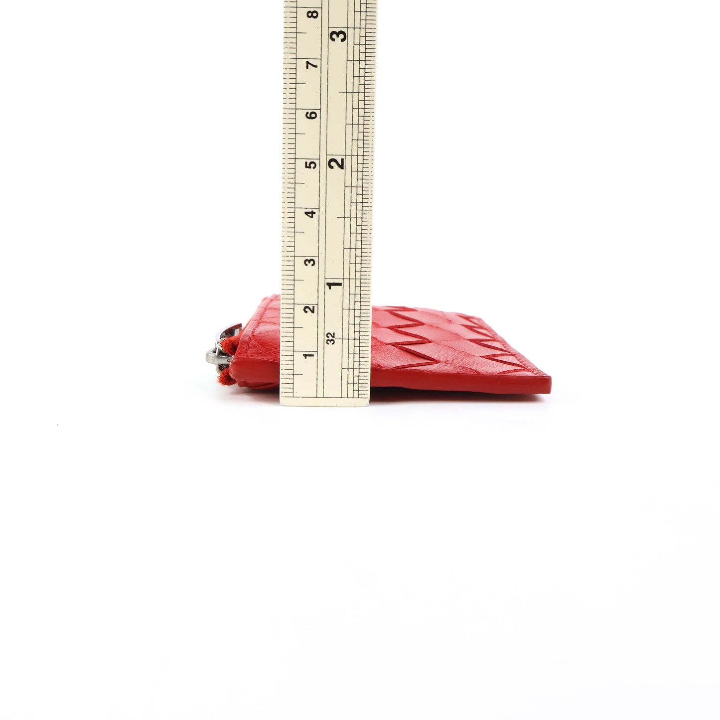 Bottega Coin Purse Intrecciato Red with Keyring