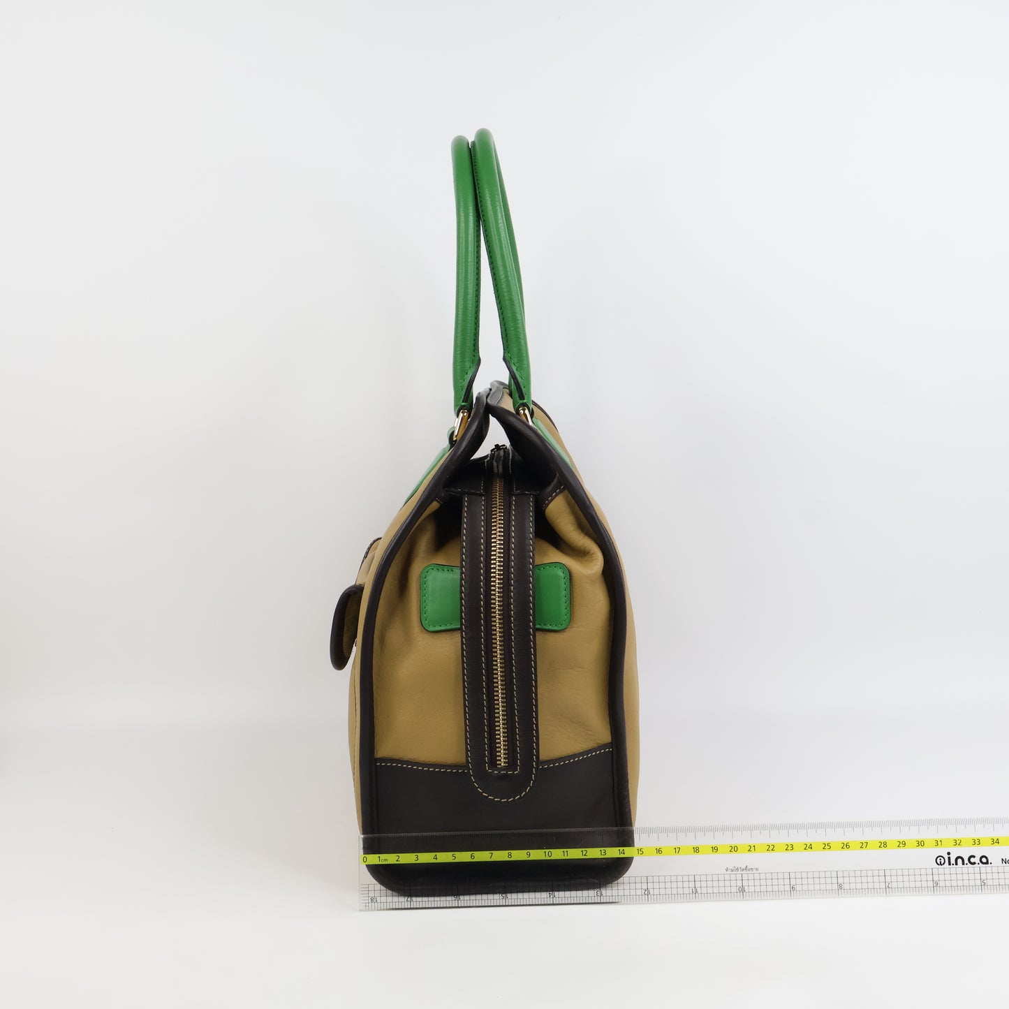 Loewe Anagram Tricolor Pebbled Handbag Leather Tan Green