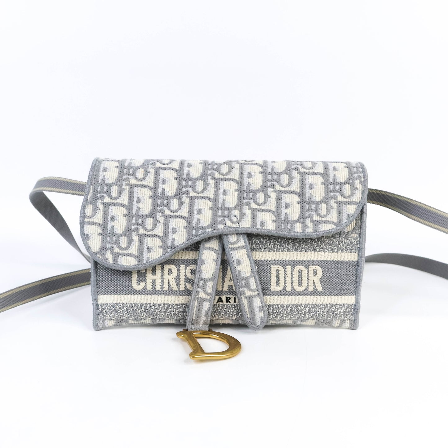 Christian Dior Oblique Saddle Wallet Grey