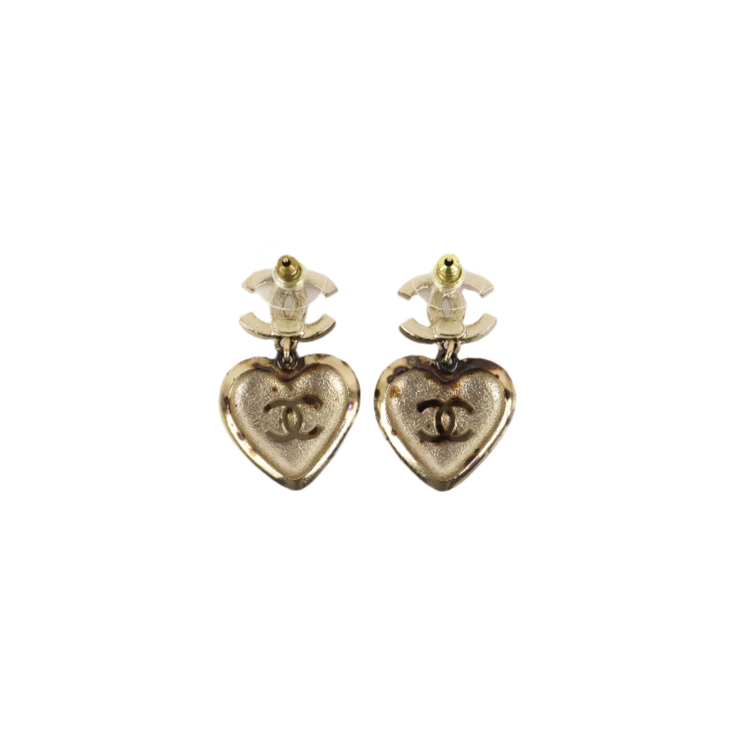 Chanel Earring Pearl cc Heart Black Big