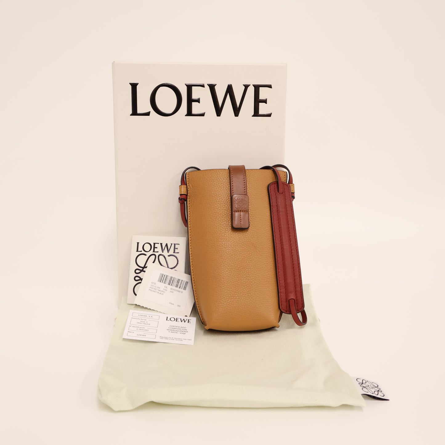 Loewe Phone Holder With Strap Tan
