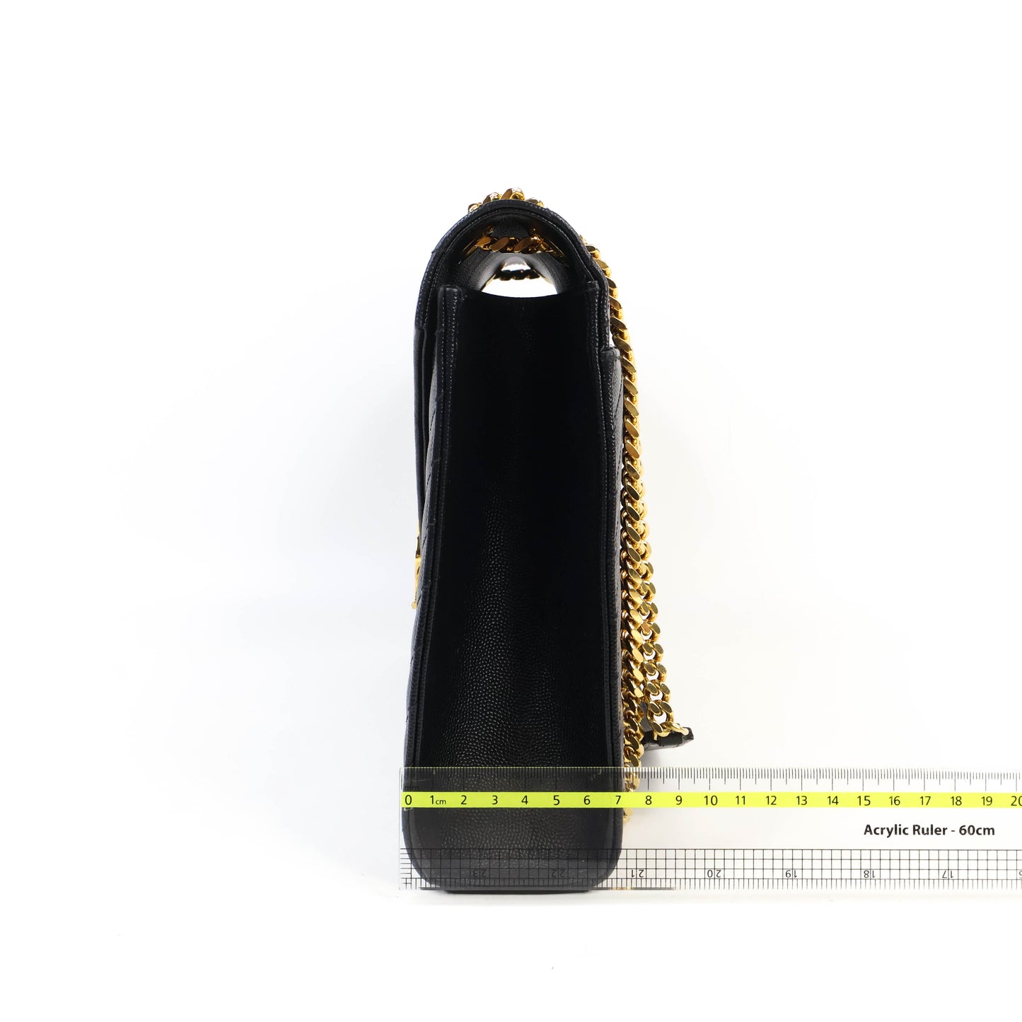 Saint Laurent Flap Large Black Grain GHW