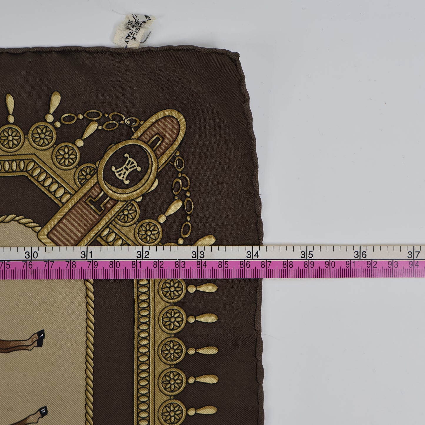 Celine Silk Scarf Horse Brown Vintage
