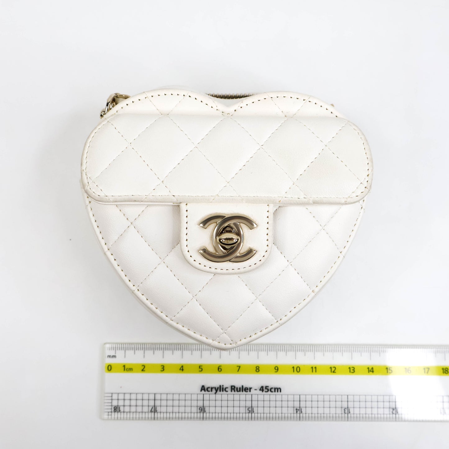 Chanel Heart Bag Small White Lamb