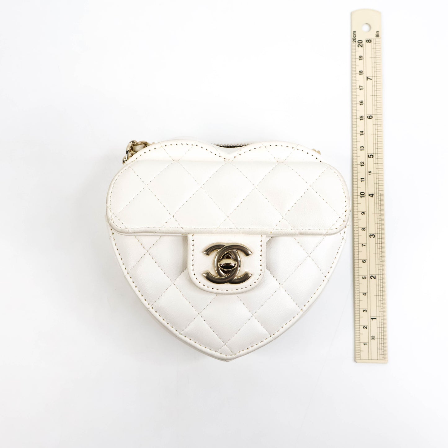 Chanel Heart Bag Small White Lamb