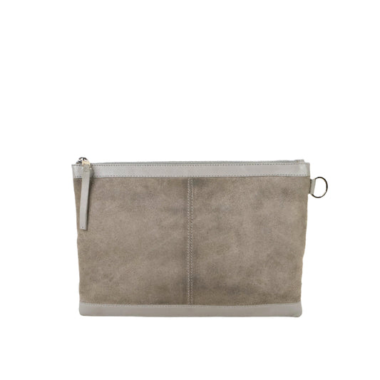 Balenciaga Zip Clutch Grey Suede