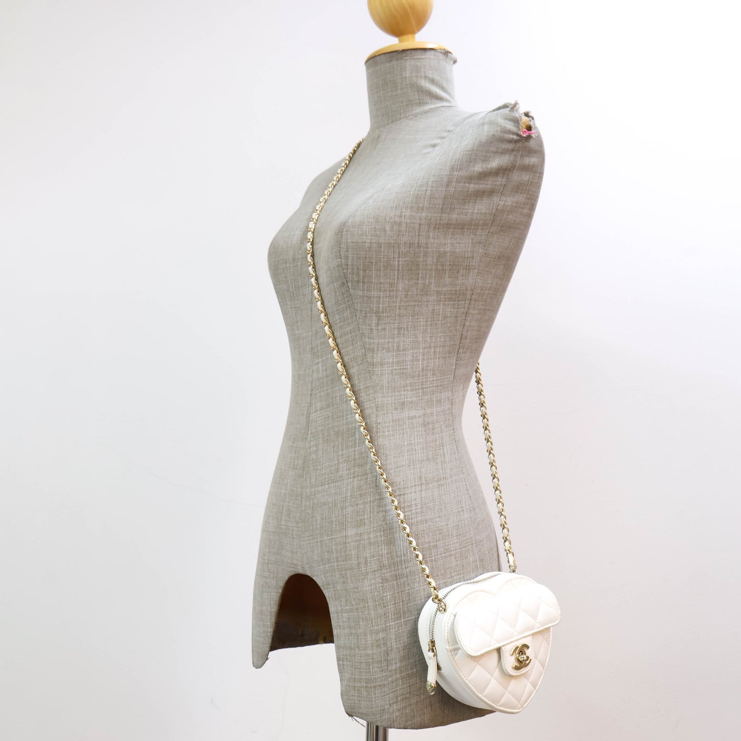 Chanel Heart Bag Small White Lamb