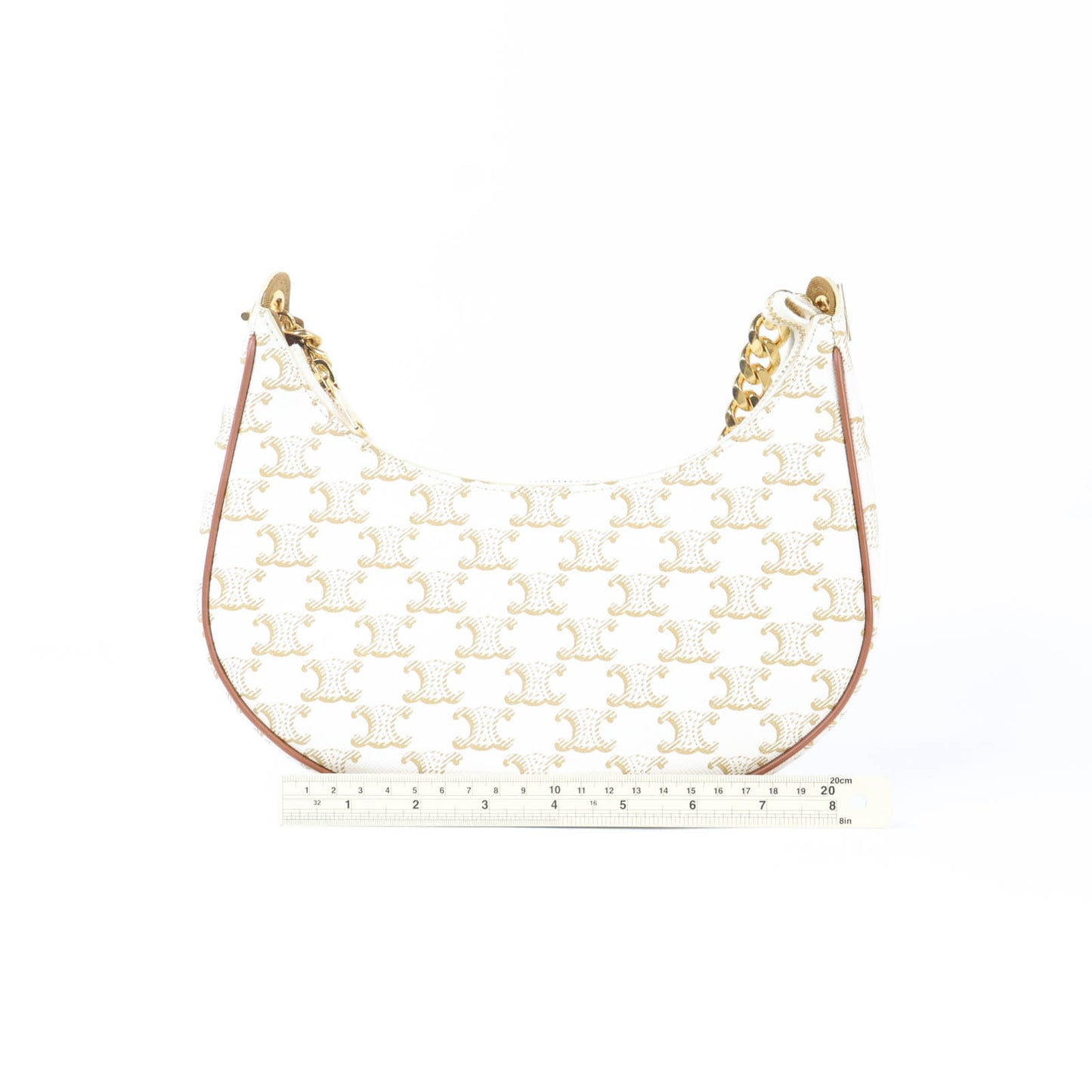 Celine Ava Medium Triomphe White Chain
