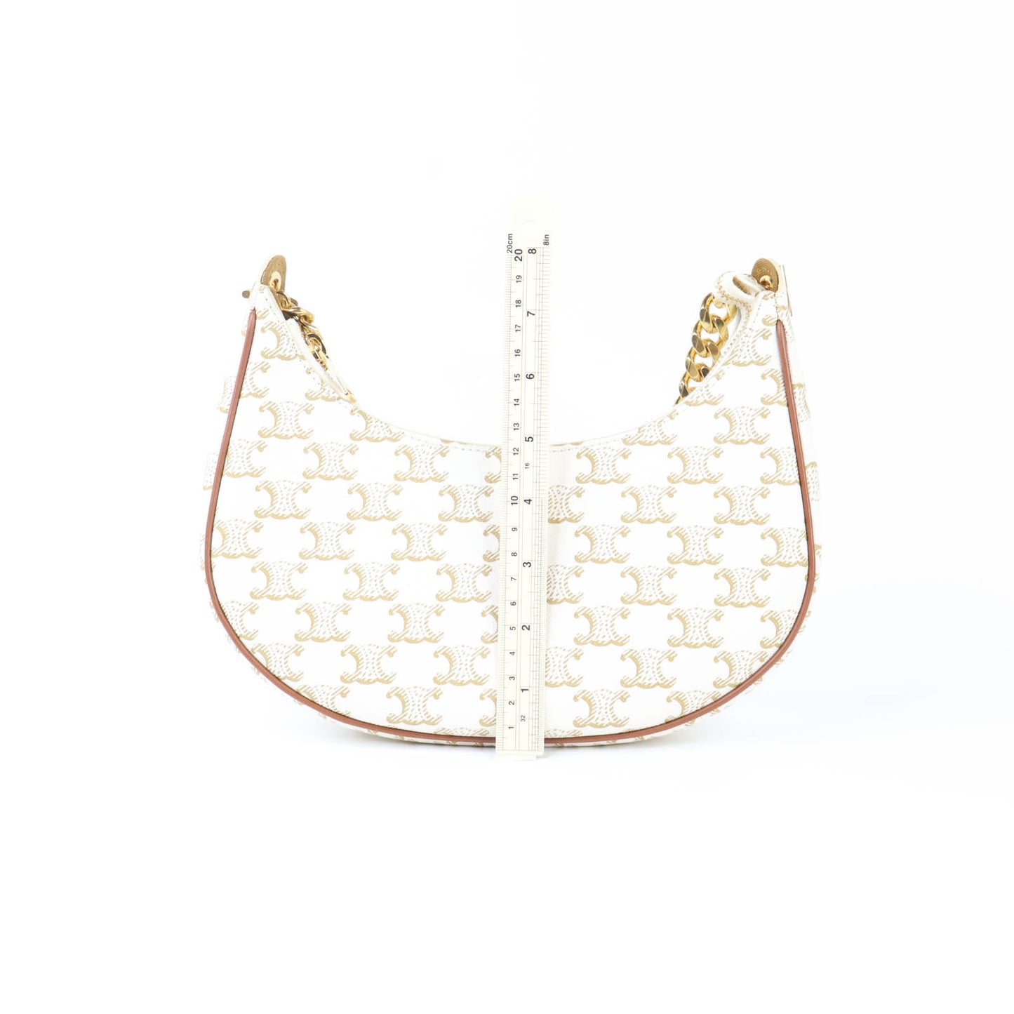 Celine Ava Medium Triomphe White Chain