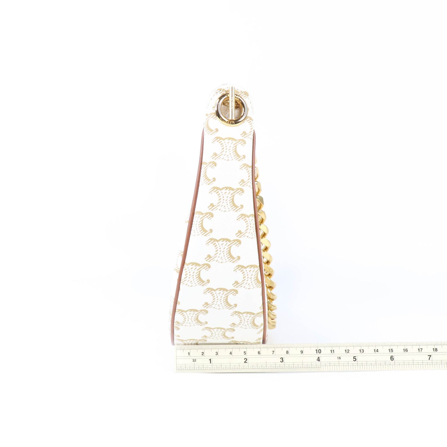Celine Ava Medium Triomphe White Chain