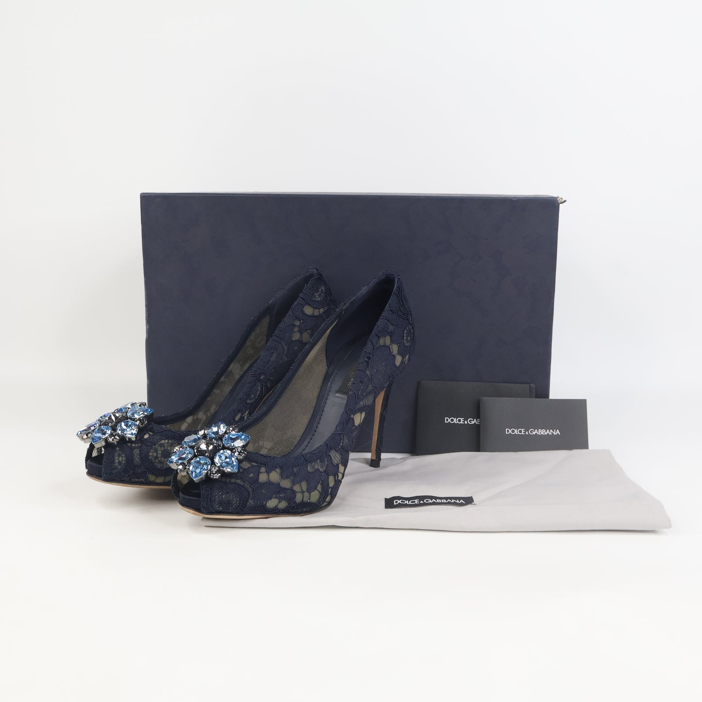 Dolce & Gabbana Pump Lace Navy Crystal 36.5