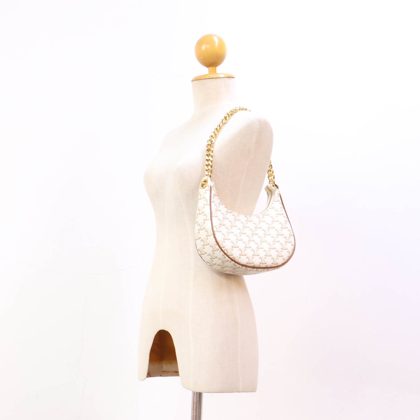 Celine Ava Medium Triomphe White Chain
