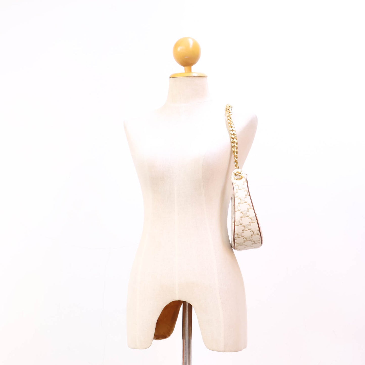 Celine Ava Medium Triomphe White Chain