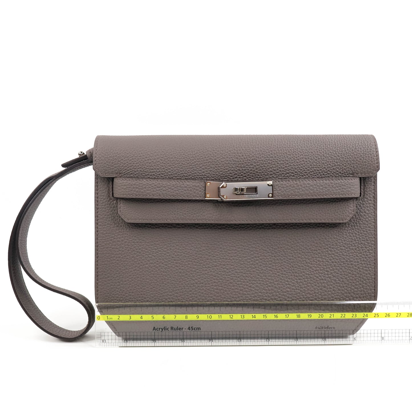 Hermes Kelly Depechs 25 Pouch Etain Togo PHW