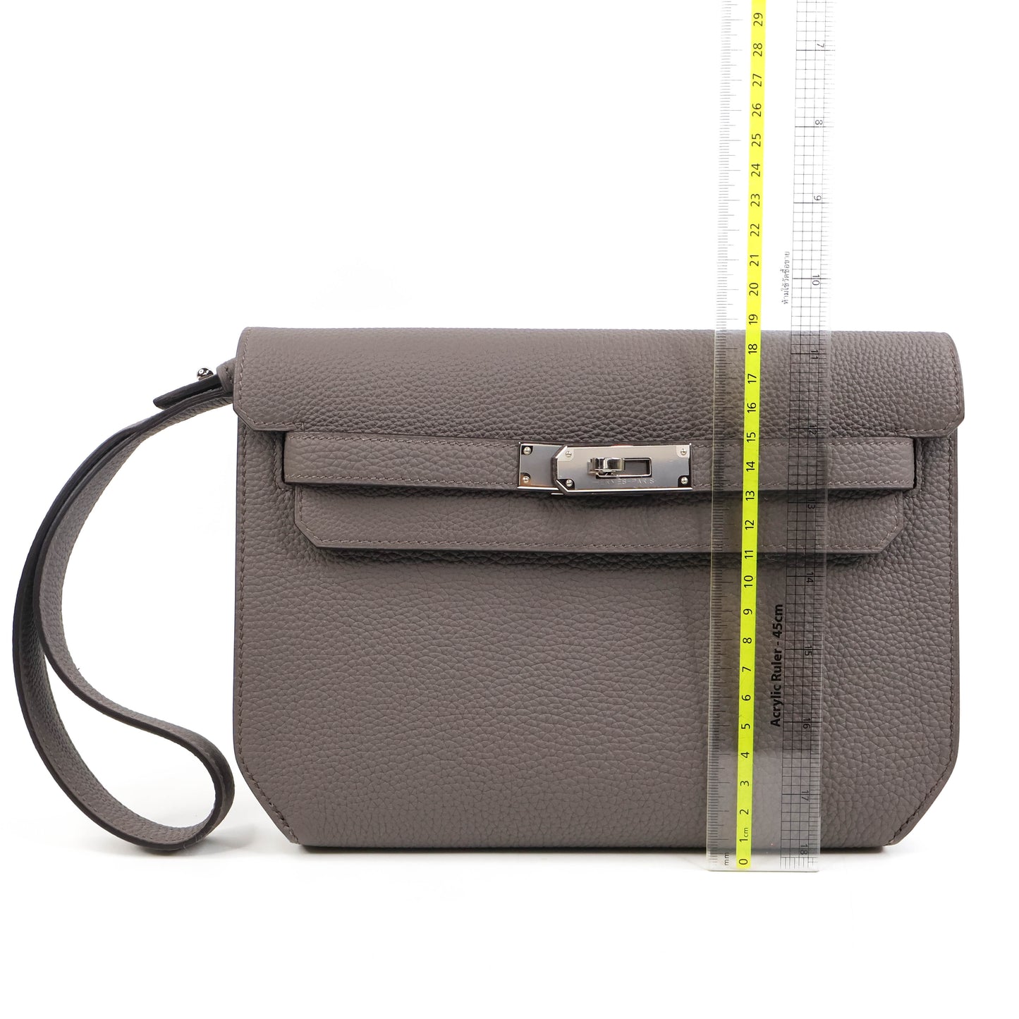 Hermes Kelly Depechs 25 Pouch Etain Togo PHW