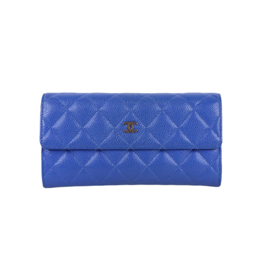 Chanel Long Wallet Blue Caviar