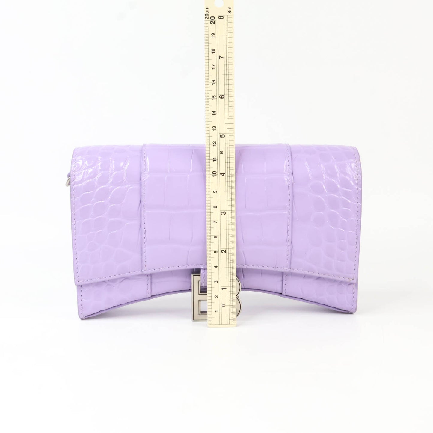 Balenciaga Hourglass Wallet On Chain purple Croc