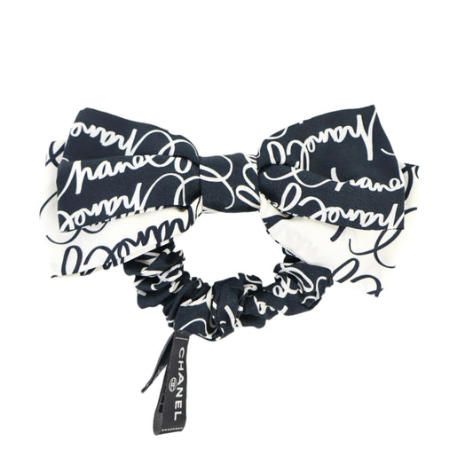 Chanel hair accessory scrunchy ribbon black/white