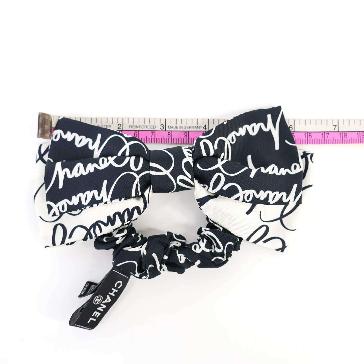 Chanel hair accessory scrunchy ribbon black/white