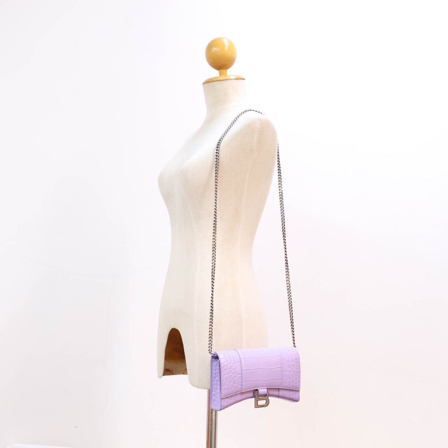 Balenciaga Hourglass Wallet On Chain purple Croc