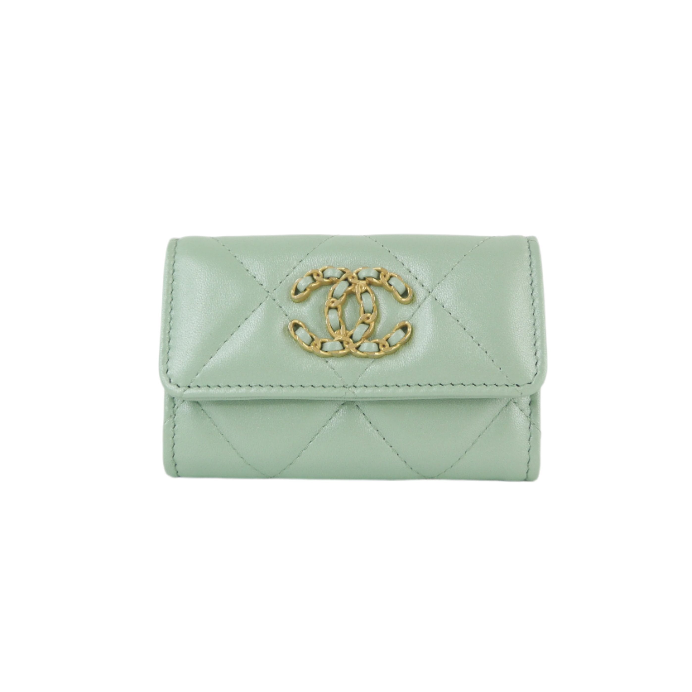 Chanel card holder green outlet