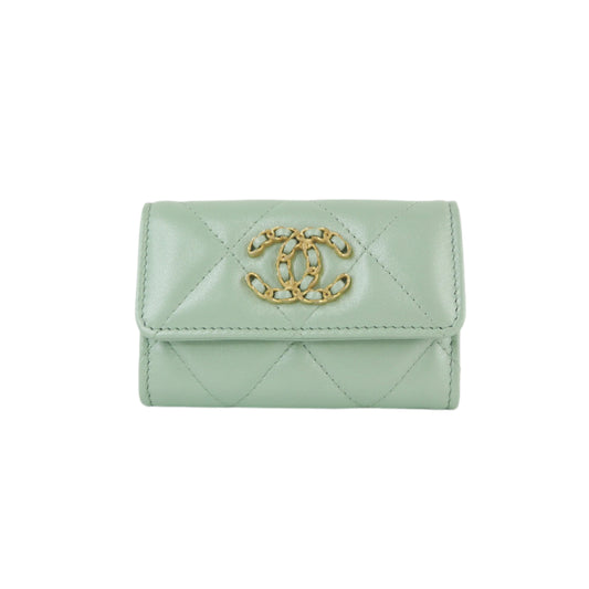 Chanel 19 Card Holder Green Lambskin