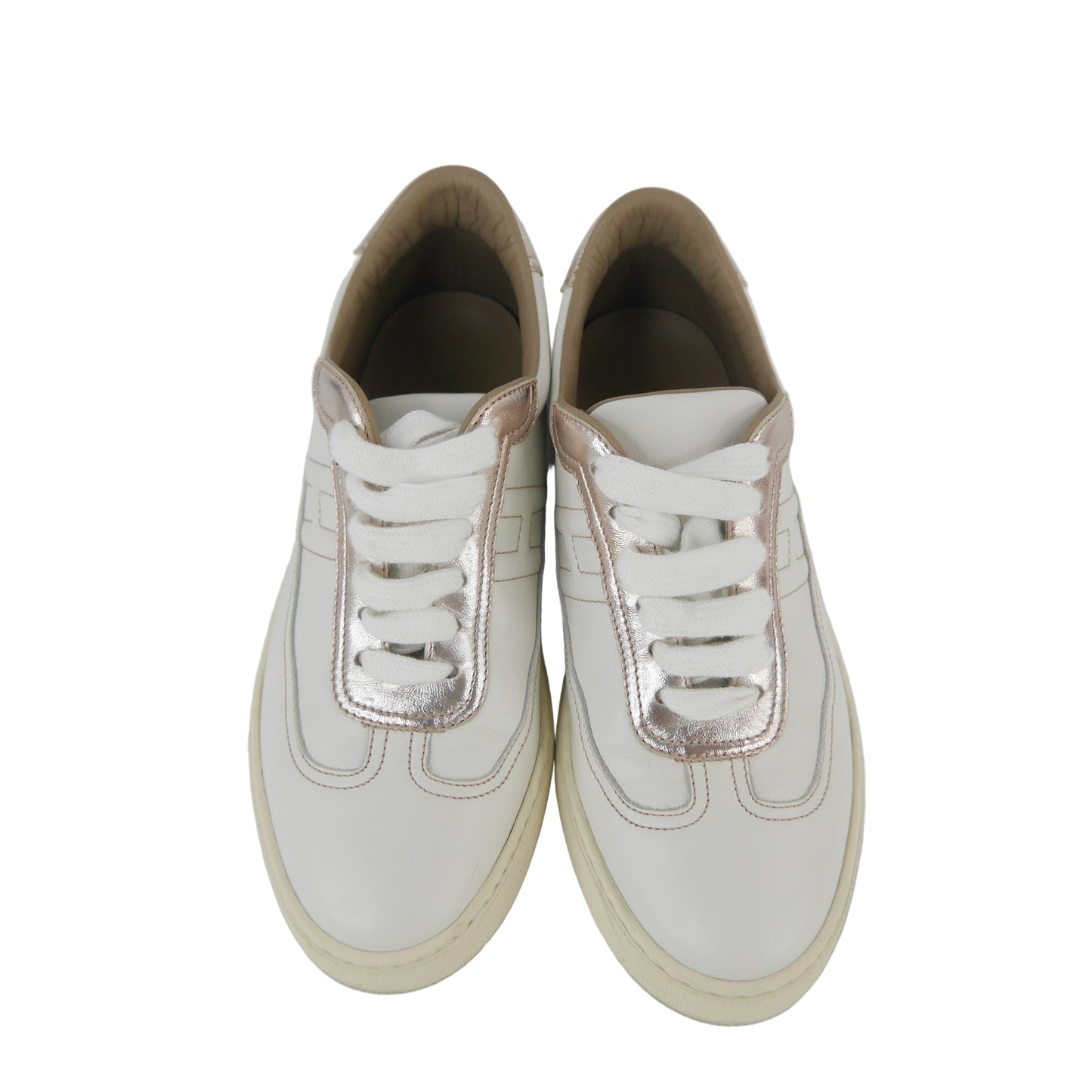 Hermes Sneakers White Metallic Rosegold 35.5