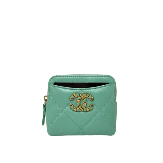 Chanel 19 Square Zip Card Holder Wallet