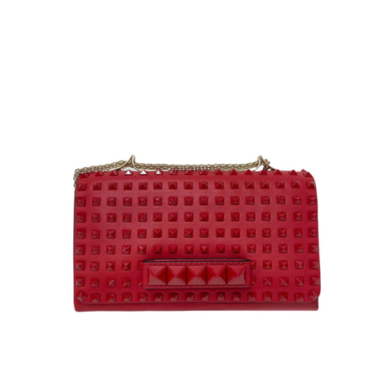 Valentino Flap Rockstud Chain Red