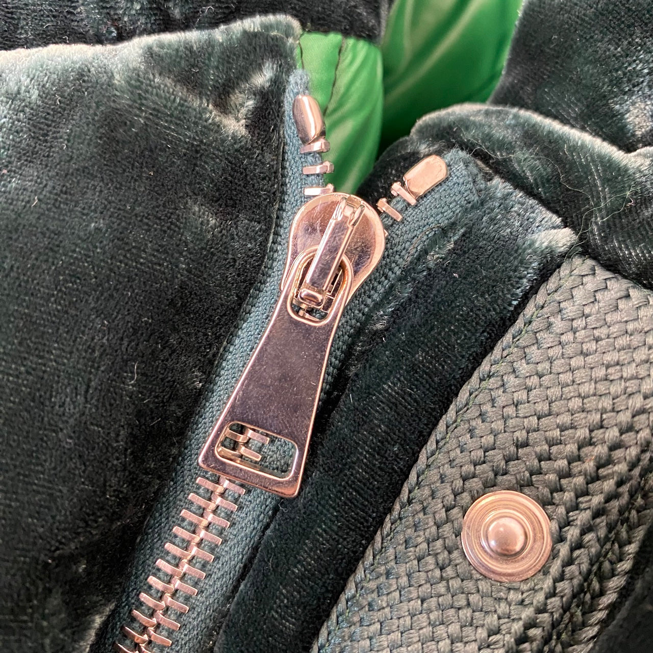 Moncler Jacket Green Velvet Hoodie