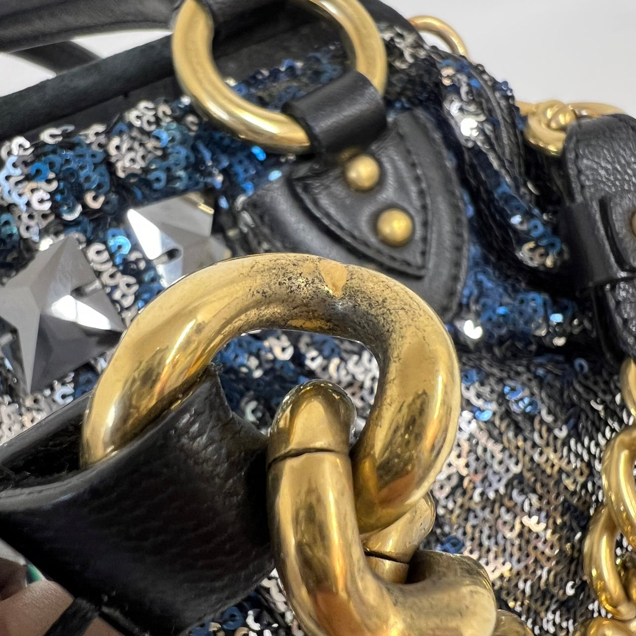 Marc Jacobs Stamp Medium Sequins Silver Blue