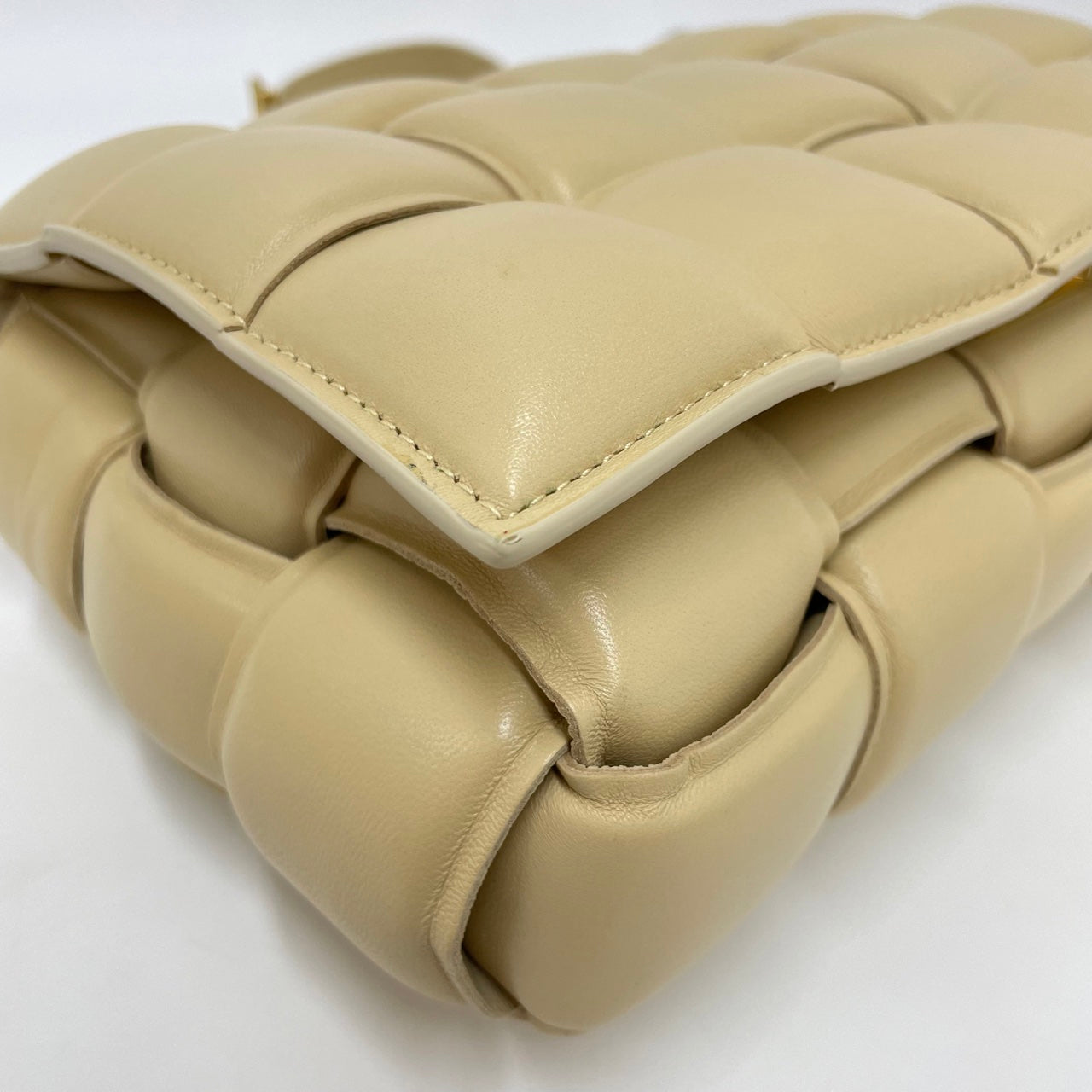 Bottega Veneta Cassette Padded Shoulder Bag Beige