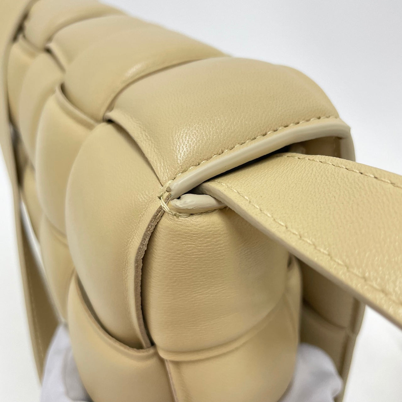 Bottega Veneta Cassette Padded Shoulder Bag Beige